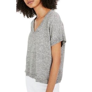 Madewell Paulson Cropped Boxy Sweater Tee T-Shirt Gray V-Neck Size XL